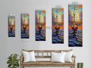 Pirate Ship, Sunset Ocean, Framed Canvas Print, nautical wall art, sailing adventure painting, moody seascape decor, office or den wall art