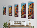 Villa Mediterranean, Doorway Autumn, Framed Canvas Print, Warm Tuscany house painting, rustic wall art, kitchen or entryway decor