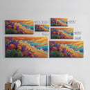 Beach Flowers, Sunset, Coastal Decor Canvas Print, Colorful Ocean Landscape, Tropical Boho Art, Living Room Beach Wall Art
