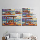 Swing Ocean, Sunset, Relaxing Coastal Art Canvas Print, Beach Swing Decor, Vibrant Seaside Living Room Wall Art, Boho Style