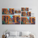 Spanish Courtyard, Colorful Villa Street, Southwest Patio Art, Framed Canvas Print, Mediterranean Home Decor, Rustic Wall Art