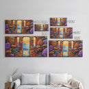 Ocean Doorway View, Colorful Stone Arch, Vibrant Seaside Escape, Canvas Print, Boho Coastal Wall Art, Mediterranean Dream Artwork