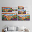 Sunset, Ocean, Trail, Beach, Coastal Sunset Pathway Framed Canvas Print, Bedroom Wall Art, Vibrant Seaside Landscape, Bold Color Decor