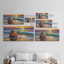 Buoy Shoreline, Sunset, Surf, Sunset Ocean Buoy Canvas Print, Coastal Wall Art, Nautical Theme Living Room, Bold Beach House Fall Decor