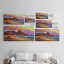Mountain Desert, Beach, Sunset, Vibrant Desert Mountain Canvas Print, Colorful Southwest Wall Art, Living Room Fall Landscape