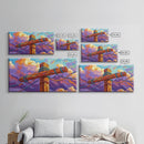 Wooden Pole, Nautical, Rope, Clouds, Framed Canvas Print, Rustic Coastal Art, Bathroom Wall Decor, Ocean-Inspired, Beach House Style