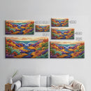 Waterfall, Canyon, Nature, Ocean, Framed Canvas Print, Boho wall art, nature landscape art, vibrant waterfall decor, bathroom wall art