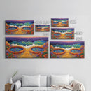 Hot Tubs, Ocean, Sunset, Waves, Framed Canvas Print, Seaside spa art, whimsical coastal print, boho beach bathroom art, spa decor