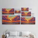 Sunset Ocean, Sky, Framed Canvas Print, Vibrant sunset ocean wall decor, clouds seascape painting, Living Room Wall Art, boho art