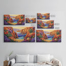 Desert Coast, Flowers, Path, Canvas Print, vibrant canyon seascape, southwest home decor, hallway wall art, colorful desert painting