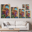 Gecko Tropical, Garden, Framed Canvas Print, Colorful Lizard Art, Desert Wall Decor, Nature Inspired Boho Art, Bathroom art,  Patio Wall Art