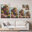 Rocky Cliff, Ocean, Wildflowers Canvas Print, Vibrant Coastal Wall Art, Hallway Nature Scene, Colorful Landscape Painting