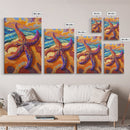 Starfish Closeup, Vibrant Shore, Ocean Texture, Coastal Beauty, Framed Canvas Print, Bathroom Wall Art, Beach House Decor, Seaside Boho Art