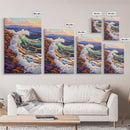 Crashing Ocean Wave, Rocky Coastline Scene, Vibrant Beach Art, Framed Canvas Print, Nature Inspired, Coastal Living Room Wall Art