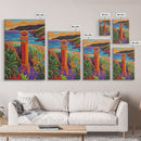 Coastal Landmark Art, Beach Garden View, Framed Canvas Print, Vibrant Landscape Wall Art, Sunroom Decor, Bright Coastal Scene