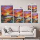 Sunset, Desert, Lake, Landscape, Framed Canvas Print, Vibrant sunset over desert lake with bold skies, perfect Southwest living room wall art