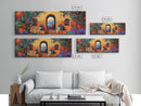 Spanish Courtyard Art, Terracotta Walls, Framed Canvas Print, Vibrant Southwest Decor, Patio Wall Art, Mediterranean Boho Style