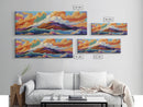 Mountain Coast, Color Clouds, Seaside Vibes, Framed Canvas Print, Tropical Landscape Art, Sunset Wall Decor, Bright Ocean Style