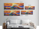 Floral Wave, Sunset Splash, Ocean Blooms, Whimsical Shore, Canvas Print, Bathroom Wall Art, Boho Coastal Decor, Vibrant Texture Art