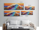 Tropical Surf, Floral Ocean, Hibiscus Wave, Vibrant Beach, Canvas Print, Bathroom Wall Art, Island Decor, Bright Summer Art