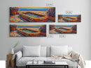 Sunset Garden View, Mediterranean Patio, Vibrant Colors, Coastal Escape, Framed Canvas Print, Bathroom Wall Art, Colorful Outdoor Art