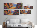 Coastal Path, Sunset Beach, Ocean Rocks, Canvas Print, Colorful Seascape Wall Art, Beach House Decor, Tropical Boho Living Room Art
