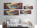 Tranquil Beach, Ocean Breeze, Sunset Cliffs, Canvas Print, Vibrant Seascape Wall Art, Coastal Living Room Decor, Boho Beach Art