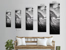Ocean Wave Curl, Black White Surf, Modern Coastal Art, Bathroom Beach Decor, Framed Canvas Print, Minimalist Wall Style, Living Room Art