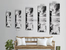 Ocean Waterfall, Coastal Nature, Monochrome Landscape, Framed Canvas Print, Minimalist Bathroom Wall Art, Black White Ocean Art