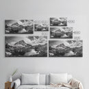 Alpine Lake, Rocky Mountain, Scenic Vista, Nature Reflection, Framed Canvas Print, Rustic Wall Art, Bedroom Wilderness Decor
