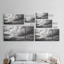 Power Pole, Rural Landscape, Stormy Sky, Country Calm, Framed Canvas Print, farmhouse entryway wall art, rustic black and white print