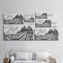 Striped Cliffs, Coastal Layers, Forest Edge, Earth Patterns, Framed Canvas Print, Nature Abstract Art, Bedroom Wall Decor