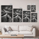 Misty Marsh Path, Moody Landscape, Nature Wall Decor, Living Room Art, Canvas Print, Black and White Photography, Autumn Wall Art