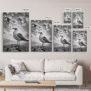 Coastal Seagull, Ocean Breeze, Serene Sky, Seaside Moment Framed Canvas Print, coastal decor, nautical bathroom wall art, nature photography