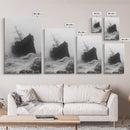 Haunted Ship, Foggy Sea, Maritime Ghost, Canvas Print, Nautical Wall Art, Pirate Ship Aesthetic, Halloween or Fall Home Decor