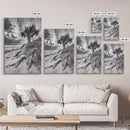 Palm Tree Beach, Coastal Dunes, Dramatic Sky, Framed Canvas Print, Tropical Wall Art, Boho Living Room Decor, Beach House Art