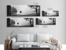 Misty Cove, Pacific Coast, Tranquil Shore, Canvas Print, Zen Nature Wall Art, Bathroom Decor, Moody Black and White Art
