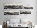 Ocean Wave, Stormy Sea, Black and White Nautical, Framed Canvas Print, Bold Coastal Art, Living Room Wall Art, Marine Photography