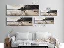 Sandy Beach, Serene Coastline, Nature Shoreline, Framed Canvas Print, Neutral Minimal Art, Bedroom Wall Art, Sepia Landscape Decor