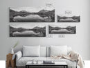 Mirror Lake, Alpine Stillness, Mountain Reflection, Tranquil Landscape, Canvas Print, Minimalist Nature Art, Living Room Wall Art, Neutral Decor