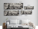 Coastal Tombstone, Sacred Landscape, Ocean Horizon, Graveyard Scene, Framed Canvas Print, Fall Living Room Decor, Moody Historical Art
