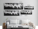 Ocean Wave, Aerial Surf, Coastal Abstract, Monochrome Motion, Framed Canvas Print, Modern Bathroom Art, Minimalist Art, Black and White Decor