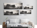 Rocky Coastal Path, Ocean Horizon View, Canvas Print, Neutral Earth Tones, Rustic Wall Art, Beach Landscape Photography, Grunge Nautical Art