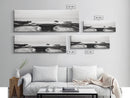 Coastal Boat, Ocean Horizon, Solitude Scene, Black and White Seascape, Canvas Print, Modern Bathroom Wall Art, Minimalist Decor