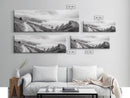 Coastal Trail View, Mountain Seascape, Minimalist Beach Path, Framed Canvas Print, Serene Landscape, Living Room Wall Art, Nature Decor