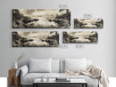Hidden Cove Sunset, Rocky Seascape, Coastal Tranquility, Framed Canvas Print, Forest Edge, Moody Living Room Wall Art, Seaside Escape