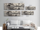 Coastal Rocks, Ocean Reflection, Dramatic Sky, Framed Canvas Print, Beach Landscape Photography, Fall Living Room Wall Art
