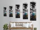 Tree Reflection, Moody Landscape, Nature Serenity, Rainbow Water, Framed Canvas Print, Boho Style, Bedroom Wall Art, Artistic Calm