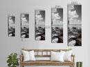 Monochrome Boat Lake, Peaceful Dockside, Still Waters, Minimal Calm, Framed Canvas Print, Bedroom Wall Art, Black White Photography