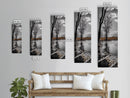 Swamp Trees, Moody Waters, Golden Lilies, Reflective Pond, Framed Canvas Print, Autumn Wall Art, Nature Decor, Living Room Landscape